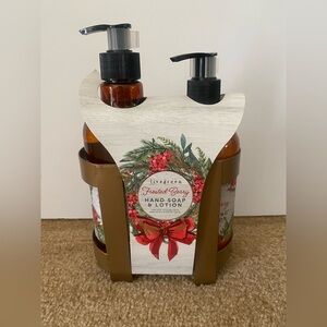 Livegreen frosted berry hand soap lotion with copper holder holiday Christmas